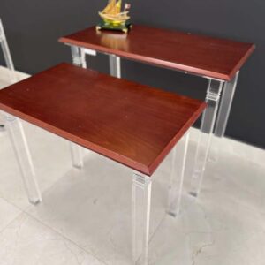 Set of 2 Acrylic & Wood Nesting Tables