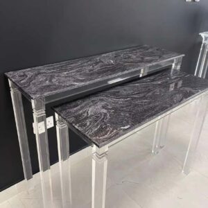 Black Marble Console Set with Acrylic Legs