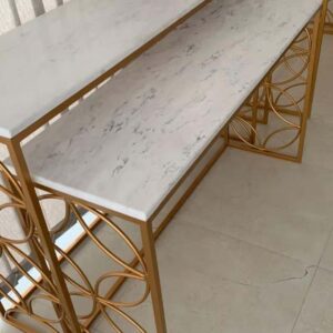 Gold & Marble Console Table Set – 2-Piece