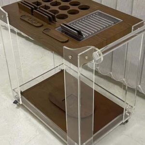 Modern Plexiglass & Wooden 2-Tier Trolley, Elegant Design