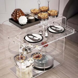 Acrylic 3-Tier Trolley with Wheels