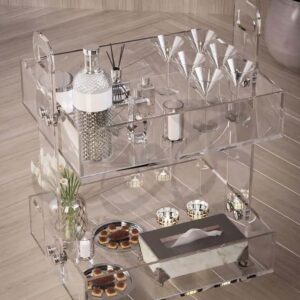 Compact 2-Tier Acrylic Trolley with Wheels