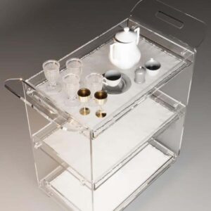 Clear Acrylic 3-Tier Serving Trolley with Handle