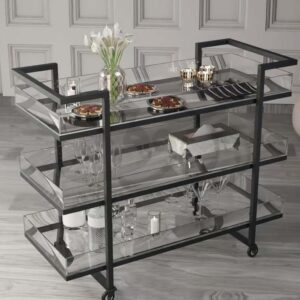 Luxury Iron Buffet Trolley with Plexiglass Shelves