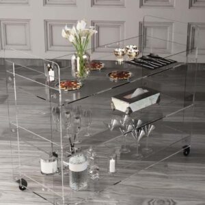 Elegant 3-Tier Plexiglass Buffet Trolley