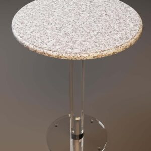 Elegant White Marble Acrylic Serving Table, Circular Design