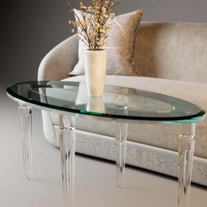Oval Glass Coffee Table with Acrylic Base
