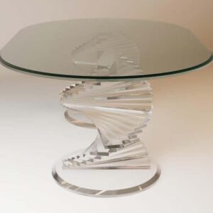 Glass Table with Spiral Acrylic Base
