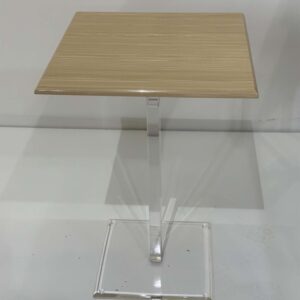 Beige Marble Table with Acrylic Base