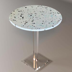 Terrazzo Round Table with Acrylic Leg
