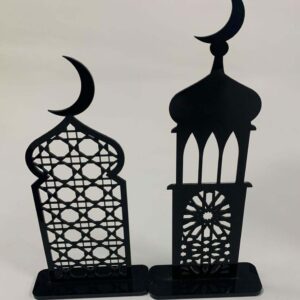 Elegant Black Acrylic Mosque-Inspired Decorative Ornaments