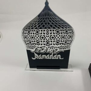 Intricate Black Acrylic Ramadan Ornament with Calligraphy