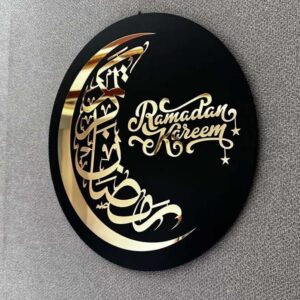 Luxury Black & Gold Ramadan Kareem Wall Decor, 50x50cm