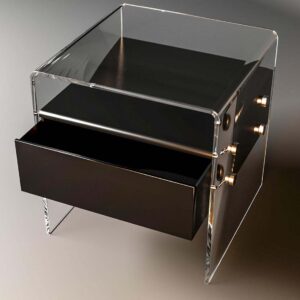Modern Black Wood & Acrylic Nightstand