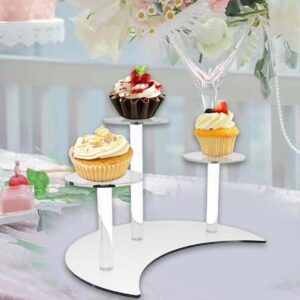 3-Tier Clear Acrylic Cupcake Stand – Elegant Dessert Display, 25cm x 15cm, Silver