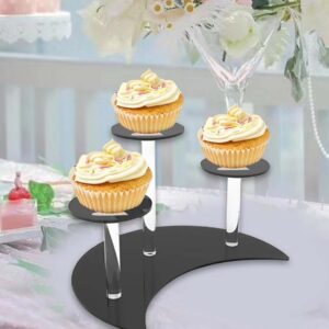 3-Tier Black Acrylic Cupcake Stand – Elegant Dessert Display, 25x15cm