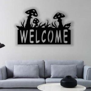 Welcome Mushroom Laser-Cut Wall Art, 90x60cm