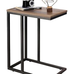 Rustic C-Shaped End Table with Wheels?