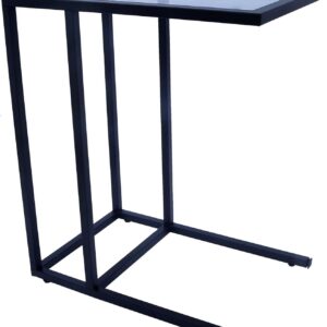 Modern C-Shaped Glass Side Table