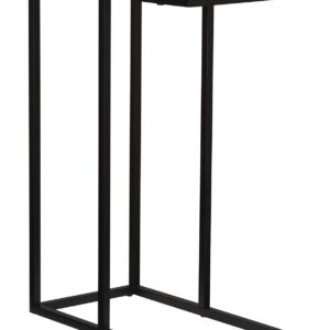 C-Shaped Metal Frame Wood Top End Table