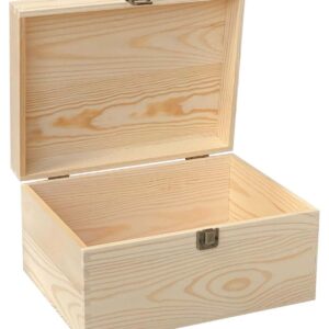 Wooden DIY Storage Box with Hinged Lid