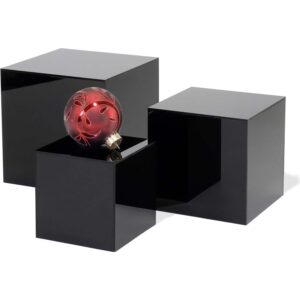 Black Acrylic Cube Display Stands, Set of 3