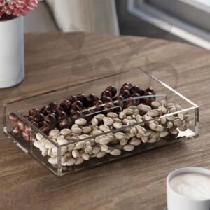 Elegant Plexiglass Serving Tray with Dual Compartments