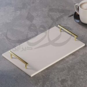 Luxury White Marble Tray with Gold Handles