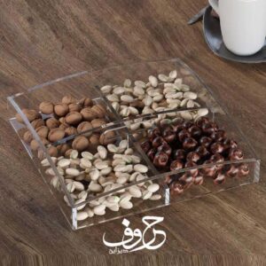 Acrylic Tray with 4 Compartments, 40x40x6 cm