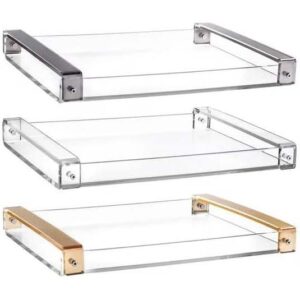 3-Piece Acrylic Tray Set with Metal Handles