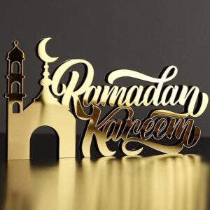 Golden Ramadan Kareem Table Decor – Wood & Acrylic