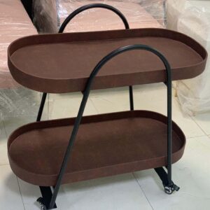 Luxury Leather Rolling Bar Cart