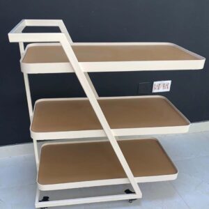 Modern 3-Tier Leather Serving Cart