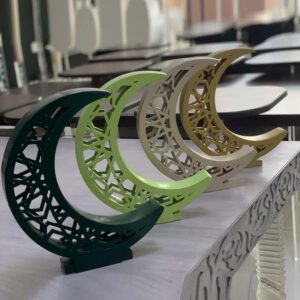 Dark Green Crescent Moon Wooden Stand
