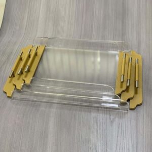 Luxury Acrylic Trays with Yellow Leather Handles