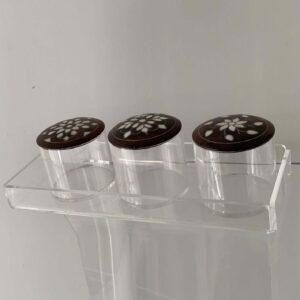 Floral Acrylic Tray with Wooden Jars