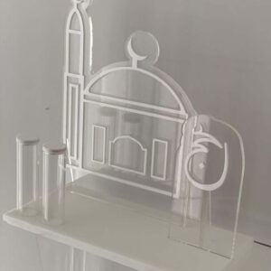 Elegant Clear Acrylic Islamic Stand – Modern Mosque-Inspired Décor