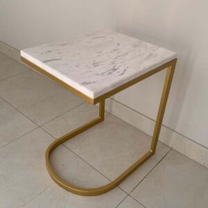 Luxury C-Shaped Marble Side Table – Elegant & Sturdy Accent