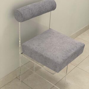 Luxury Clear Acrylic Chair – Modern Design with Grey Upholstery