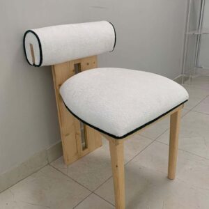 Luxury Wooden & Upholstered Chair – Modern Accent with Cylindrical Backrest