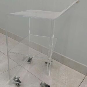 Adjustable Clear Acrylic Service Table – Modern Rolling Cart