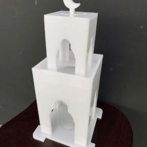 Elegant White Acrylic Ramadan Lantern – Crescent Moon Table Décor