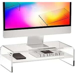 Premium 2-Tier Clear Acrylic Monitor Stand – Ergonomic Desktop Organizer, 40x19x10 cm