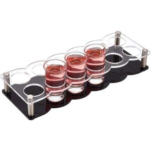 Elegant Black Acrylic 12-Shot Glass Holder Tray – 30x11x4.3 cm, Durable & Stylish Stand