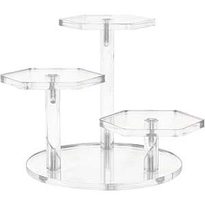 Clear 3-Tier Acrylic Stand – Hexagon Display Organizer