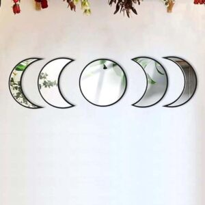 Black Moon Phase Wall Mirror – Boho Décor