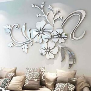 Modern Silver Floral Acrylic Wall Art
