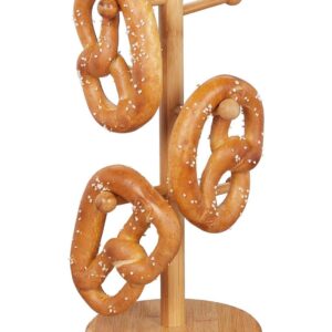 Bamboo Pretzel Stand with 6 Arms, Multi-Purpose Holder