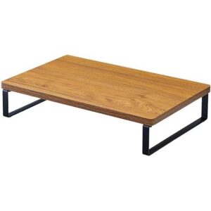 Brown Wooden Monitor Stand with Metal Frame, 39x25x8 cm