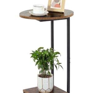 Modern Wooden C-Table with Shelf